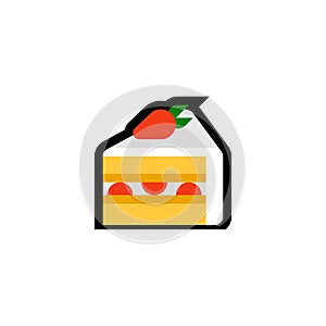 Strawberry Shortcake Slice Icon Graphic