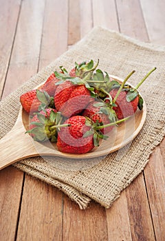Strawberry shrivel in wooden bowl