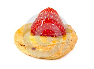 Strawberry small cake on a white background