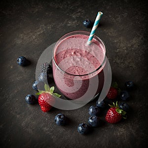 Strawberry smoothie with blueberries