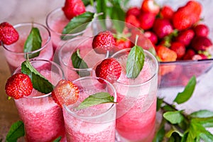 Strawberry smoothie with fresh berries with meant.