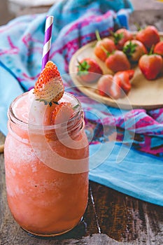 Strawberry smoothie juice , on topping honey tasty for summer o