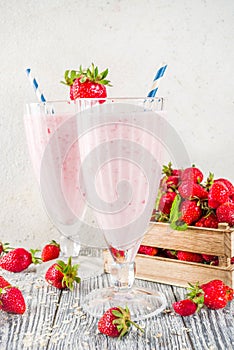 Strawberry smoothie or milkshake