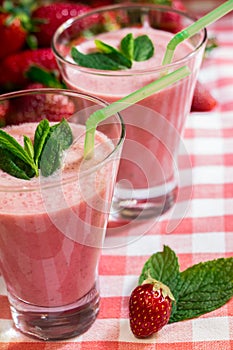 Strawberry smoothies.