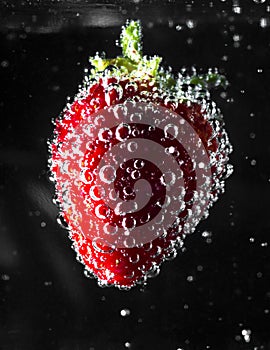 Strawberry in soda