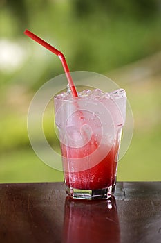 Strawberry soda juice cocktail