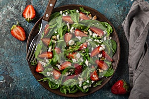 Strawberry, spinach, arugula and feta cheese salad