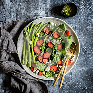 Strawberry, Spinach, Asparagus and Feta Salad