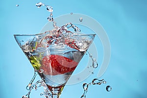 Strawberry splash on a cup