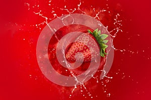 Strawberry splash into juice