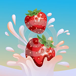 Strawberry splash vector