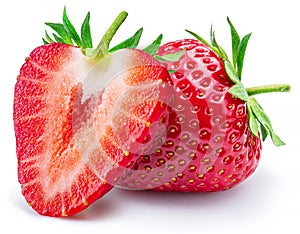 Strawberry with strawberries slice isolated on a white background