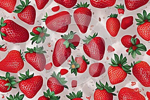 Strawberry. sweet fruit. Realistic representation. Blue background - generative ai illustration