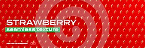 Strawberry texture pattern, background seamless realistic vector. Strawberry berry texture, red glossy background with seeds,