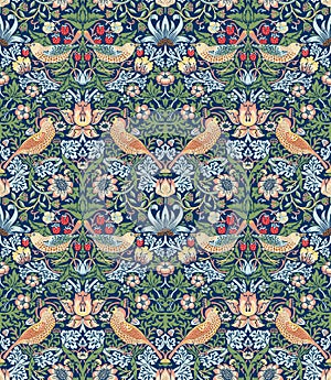 Strawberry Thief Seamless Pattern