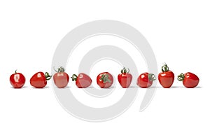 Strawberry tomatoes in a row
