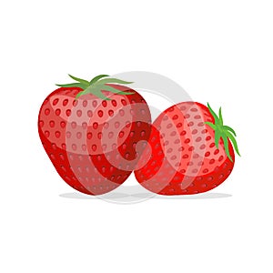 Strawberry. Two fresh red, ripe strawberries on white background