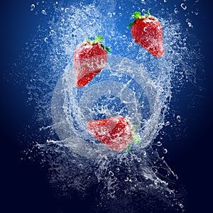 Strawberry under water