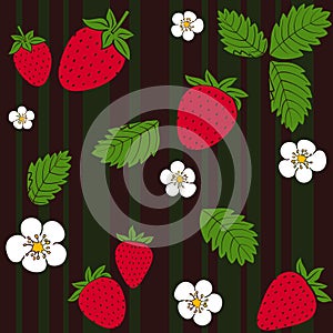 Strawberry vector pattern. Berries background