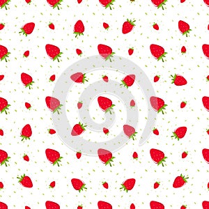 Strawberry vector seamless pattern. Red berries on white background