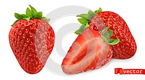 Strawberry vectorized image. Fresh fruit. 3d realistic vector icon photo