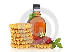 Strawberry Waffles and Maple Syrup