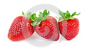 Strawberry on white background. Fresh sweet fruit closeup