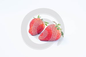 Strawberry on white background fruit& x27;s healthful cordial, useful