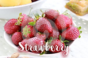 Strawberry on white bawl