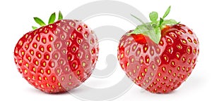 Strawberry on white. Fresh sweet fruit closeup