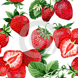 Strawberry wild fruit pattern in a watercolor style.