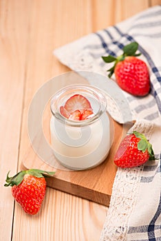 Strawberry Yoghurt. Healthy food with Strawberries and yoghurt b