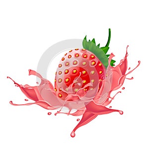 Strawberry yogurt design isolated on white background, vector il