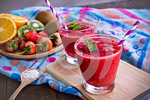 Strawberry yogurt smoothie tasty fruit sweet drink for health on