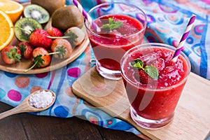 Strawberry yogurt smoothie tasty fruit sweet drink for health on