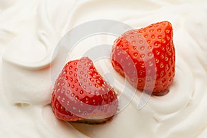 Strawberry in yogurt