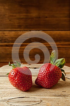 Strawberrys on wood background