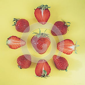 Strawberrys on a yellow background