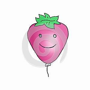 strawbery balloon cartoon character illustration with white background