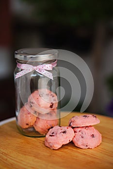 The strawbery chocolate chip cookies