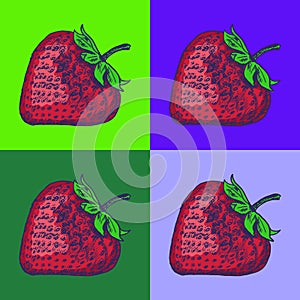 Strawsberry Pop Art Style Andy Warhol style Vector