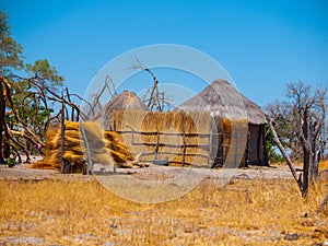 Strawy huts of african village photo