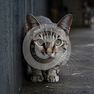 Stray cats poignant gaze reflects hardships faced on the streets