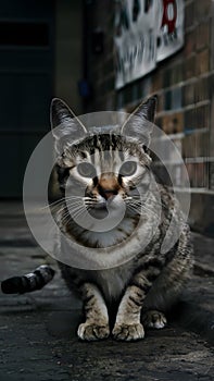 Stray cats poignant gaze reflects hardships faced on the streets