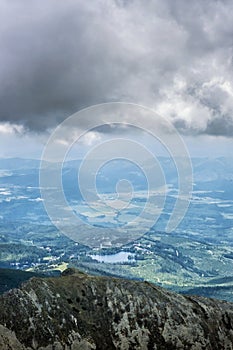 Strba tarn from Krivan peak, High Tatras, Slovakia