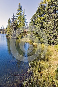 Strbske Lake landscape in Slovakia.