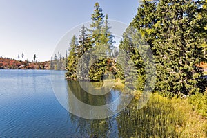 Strbske Lake landscape in Slovakia.