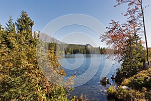 Strbske Lake landscape in Slovakia.