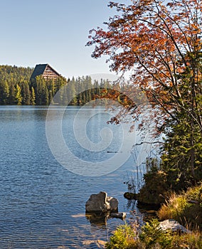 Strbske Lake landscape in Slovakia.