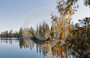 Strbske Lake landscape in Slovakia.